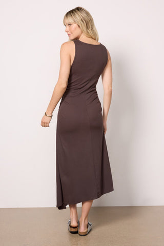 PEREZ RUCHED SLEEVELESS MIDI DRESS - FEBE Clothing