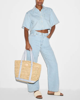 MEDIUM RAFFIA TOTE RAFFIA/ CHAMBRAY - FEBE Clothing