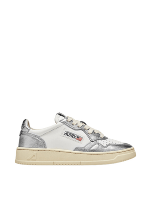 MEDALIST LOW SNEAKERS IN LEATHER WHITE AND SILVER - FEBE Clothing