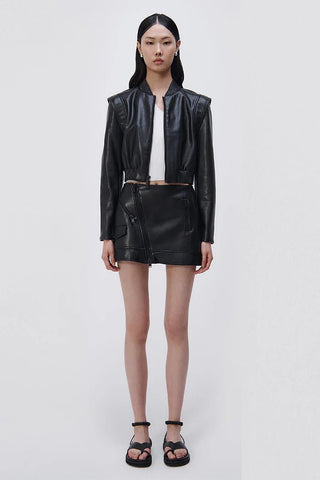 DOREEN LUXE VEGAN LEATHER BOMBER JACKET - FEBE Clothing