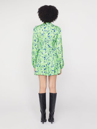 DORETTA GREEN VINE PRINT MINI DRESS - FEBE Clothing