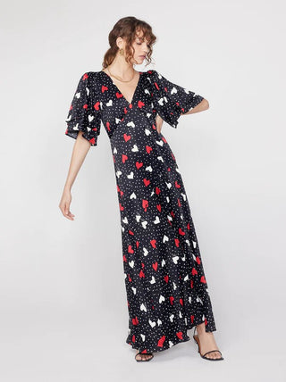 TALLULAH HEART PRINT MAXI DRESS - FEBE Clothing