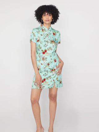 GRETCHEN MINT CHERUB PRINT MINI DRESS - FEBE Clothing