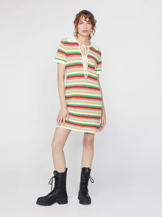 RIDLEY MULTI STRIPED CROCHET MINI DRESS - FEBE Clothing