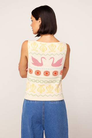 HAILEY IVORY SWAN FAIRSILE KNIT VEST - FEBE Clothing