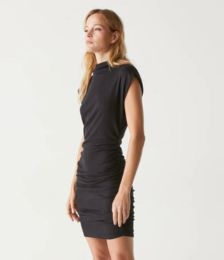 GIA MOCK NECK POWERSHOULDER DRESS - FEBE Clothing