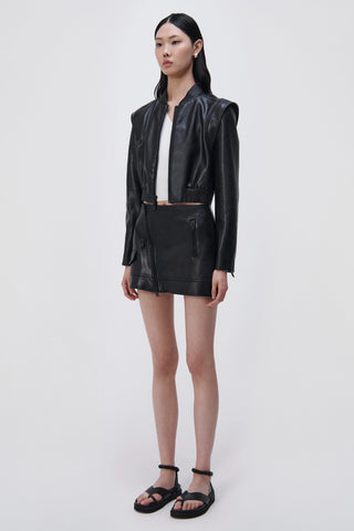 DOREEN LUXE VEGAN LEATHER BOMBER JACKET - FEBE Clothing