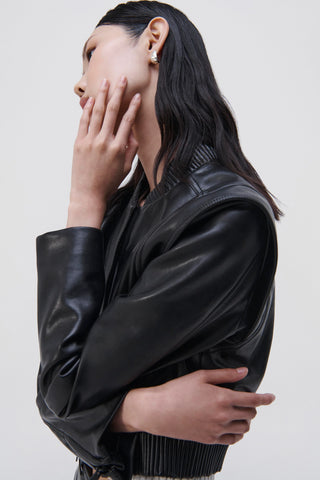 DOREEN LUXE VEGAN LEATHER BOMBER JACKET - FEBE Clothing