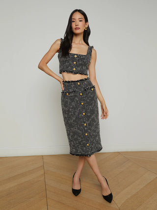 TAI SNAP FRONT MIDI SKIRT