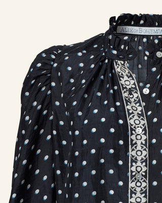 ANNABEL RAVEN DOT SILK SHIRT - FEBE Clothing