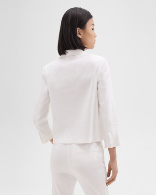 BOXY PATCH POCKET BLAZER IN STRETCH GOOD LINEN - FEBE Clothing