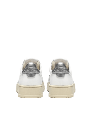 MEDALIST LOW SNEAKERS IN LEATHER WHITE AND SILVER - FEBE Clothing