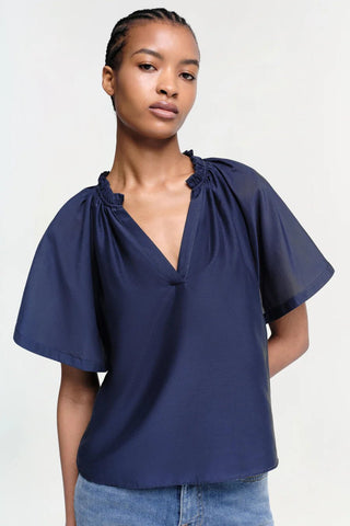 LUDOVICA S/S V - NECK TOP - FEBE Clothing