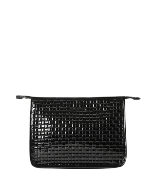 BLACK LACQUER WOVEN CLUTCH - FEBE Clothing