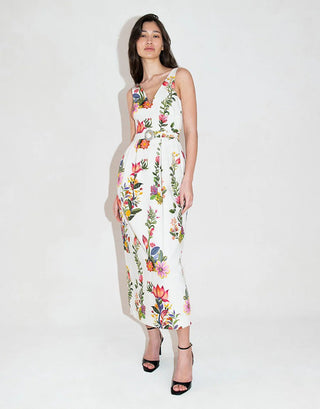 JULES FLORAL JACQUARD MIDI DRESS - FEBE Clothing