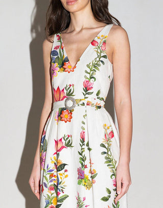 JULES FLORAL JACQUARD MIDI DRESS - FEBE Clothing