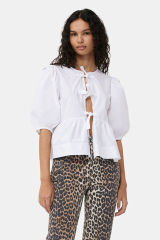 COTTON POPLIN PEPLUM BLOUSE