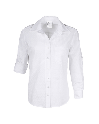 TEIGAN SHIRT MICRO EYELET STRIPE - FEBE Clothing