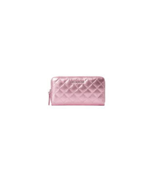 LONG ZIP ROUND WALLET ROSE METALLIC - FEBE Clothing