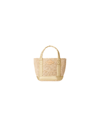 MINI RAFFIA TOTE SEQUIN/ LIGHT GOLD PEAR - FEBE Clothing