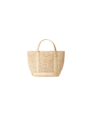 SMALL RAFFIA TOTE SEQUIN/ LIGHT GOLD PEA - FEBE Clothing