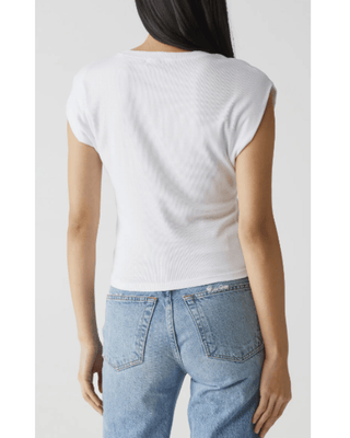 TATI V - NECK POWER SHOULDER TOP - FEBE Clothing