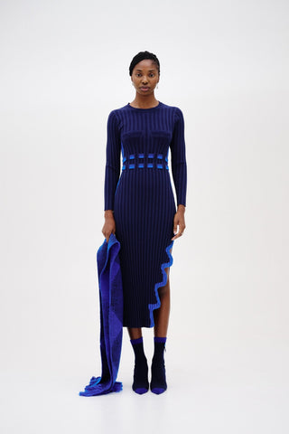 ASTER PLEATED DRESS WITH WAVY SLIT - FEBE Clothing