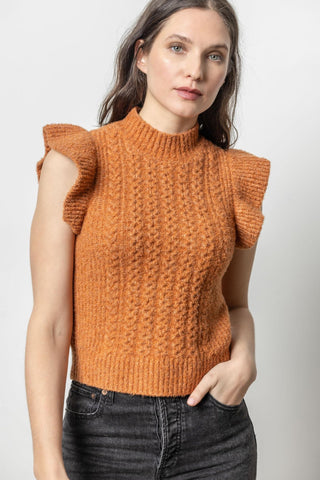 FLUTTER SLEEVE MOCK NECK SWEATER - FEBE Clothing