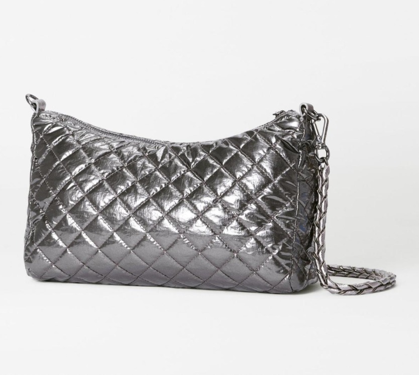 MZ Wallace Anthracite Metallic Crosby Crossbody Sling Bag in Gray