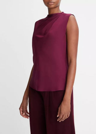 DRAPED CASCADE SLEEVELESS BLOUSE - FEBE Clothing