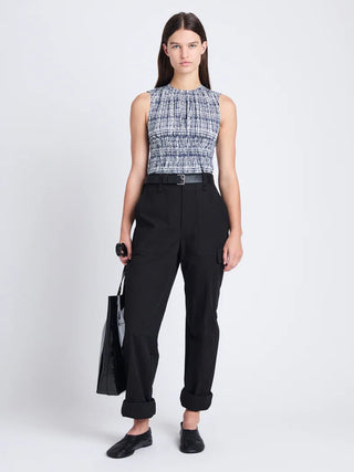 BIRDIE TOP IN GRID POPLIN - FEBE Clothing