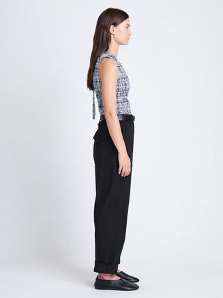 BIRDIE TOP IN GRID POPLIN - FEBE Clothing