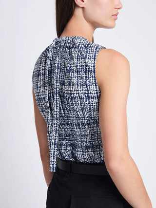 BIRDIE TOP IN GRID POPLIN - FEBE Clothing