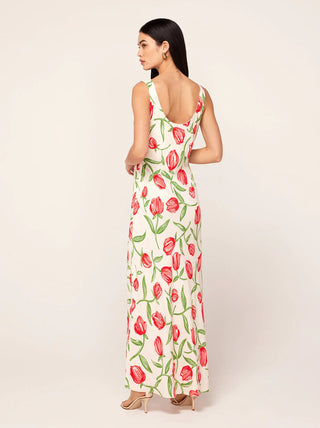 ARAMINTA IVORY TULIP PRINT MAXI DRESS - FEBE Clothing