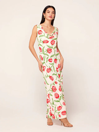 ARAMINTA IVORY TULIP PRINT MAXI DRESS - FEBE Clothing