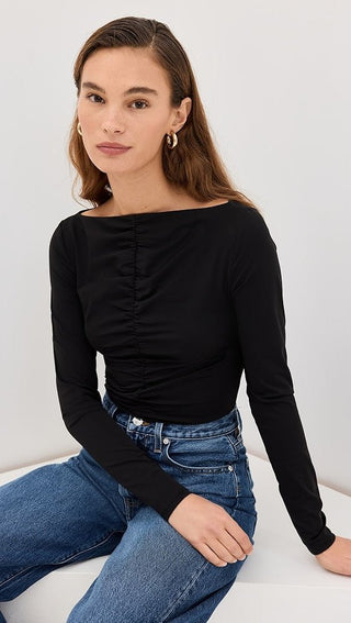 RUCHED LONG SLEEVE TOP - FEBE Clothing