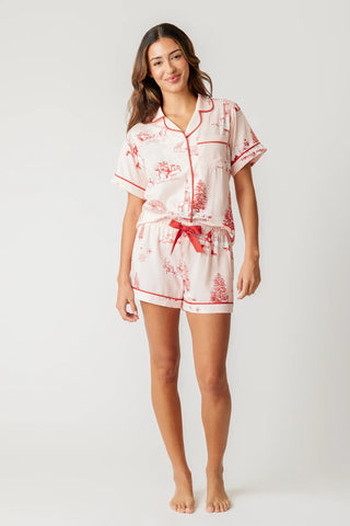 HOLIDAY TOILE PAJAMA SHORTS SET - FEBE Clothing