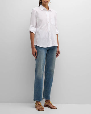 TEIGAN SHIRT MICRO EYELET STRIPE - FEBE Clothing