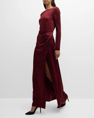 QIANA L/S DRAPED GOWN - FEBE Clothing